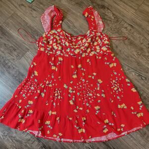 Lemon Print Linen Blend Mini Dress